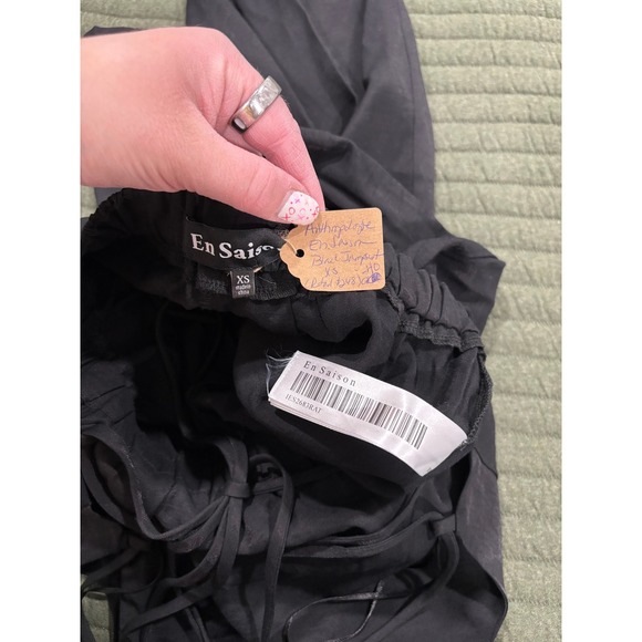 NWT En Saison Benita Black Jumpsuit Size XS Lace Up Back Anthropologie - Picture 7 of 7
